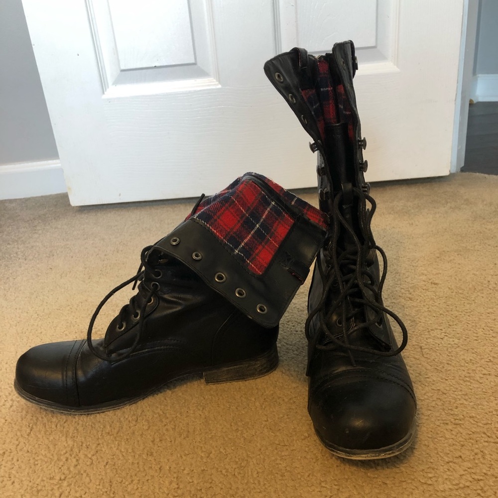 Black combat boots